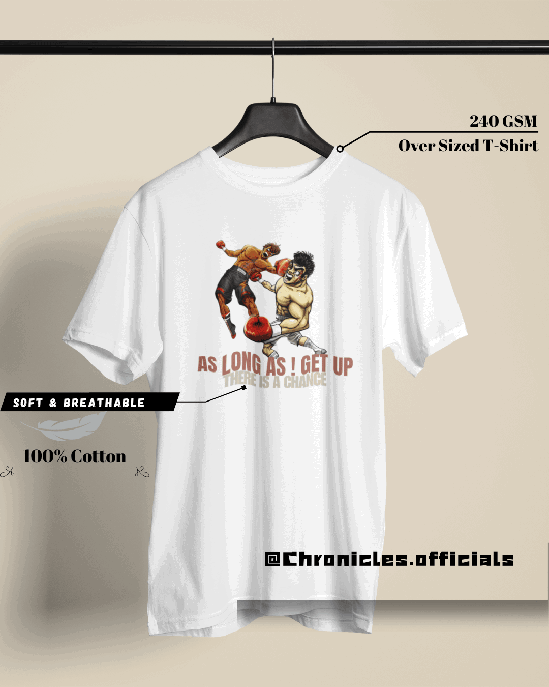 As Long As I Can Get Up | Oversized T-Shirt | Hajime No Ippo - CHRONICLES