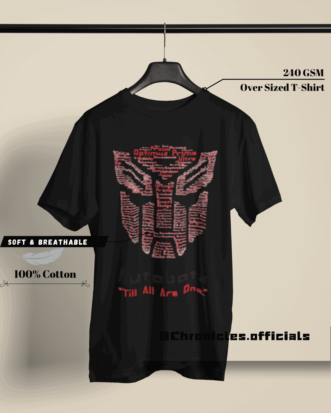 Autobots Till all are (Transformers) | Oversized T-Shirt | Transformer - CHRONICLES