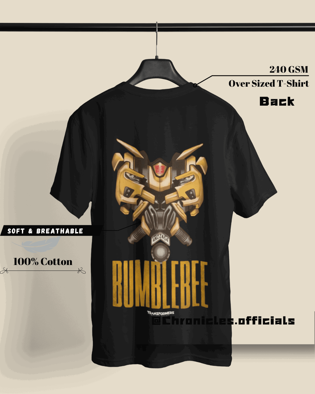 BumbleBee (Transformers) - Double Side Print | Oversized T-Shirt | Transformer - CHRONICLES