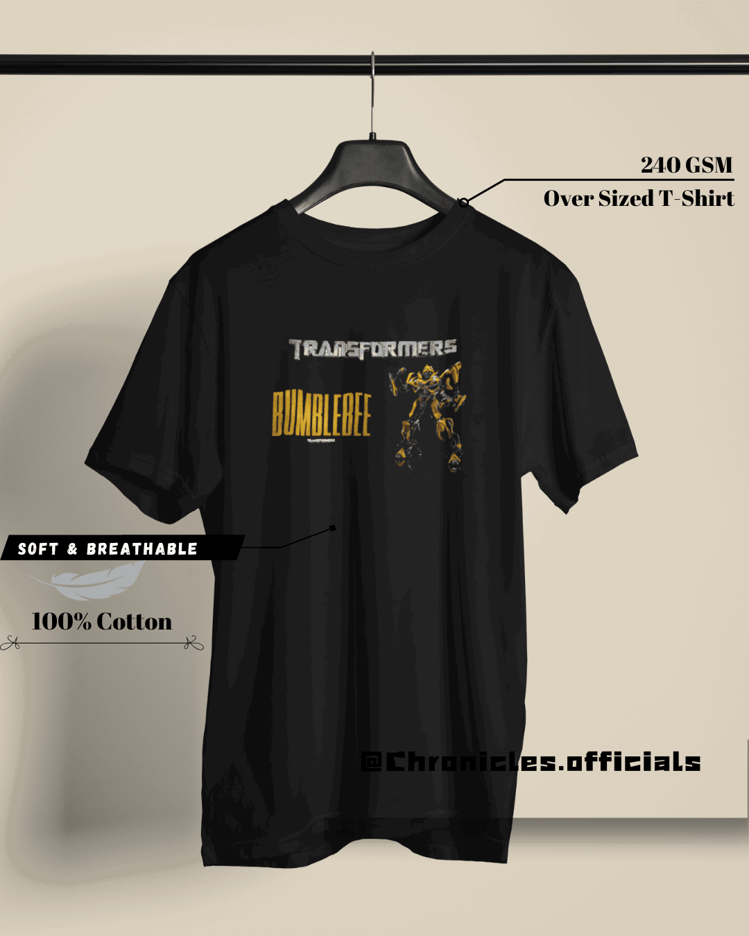 BumbleBee (Transformers) - Double Side Print | Oversized T-Shirt | Transformer - CHRONICLES
