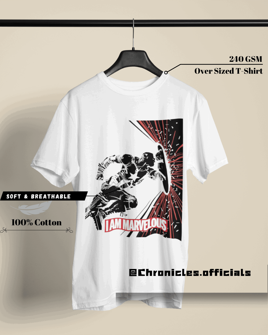 Captain America Avengers | Oversized T-Shirt | Marvel - CHRONICLES
