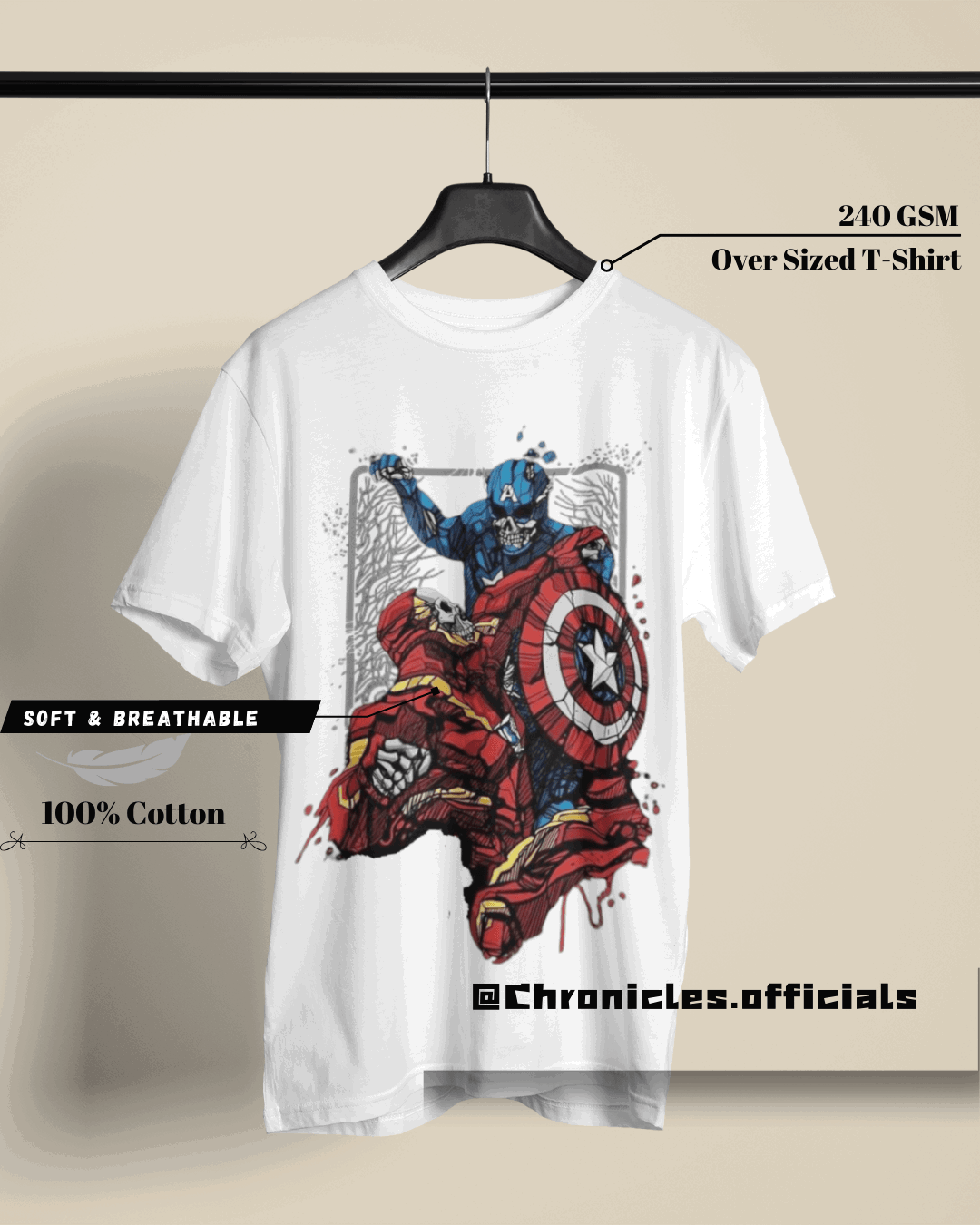 Captain America Vs Iron Man | Oversized T-Shirt | Marvel - CHRONICLES