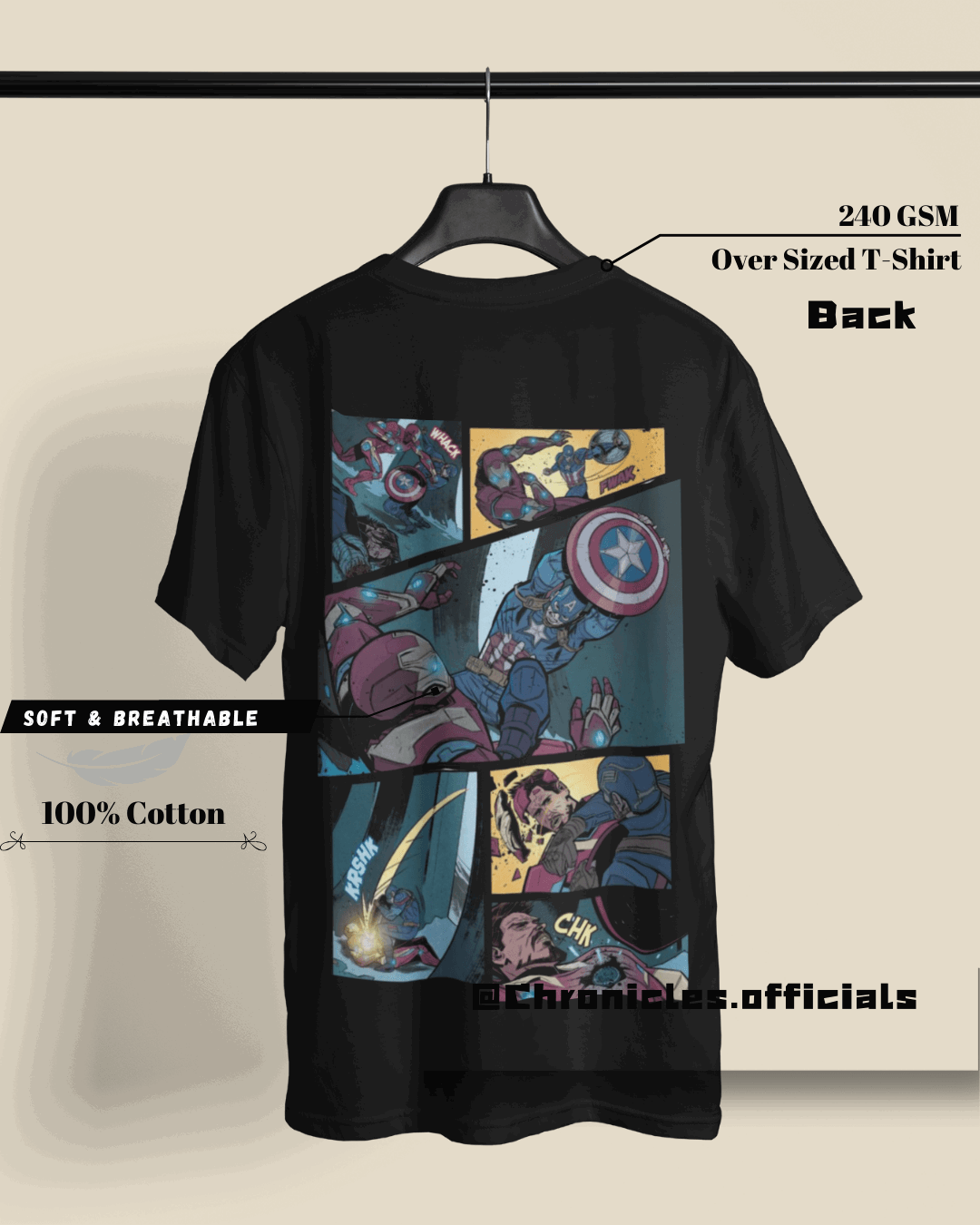 Captain America Vs Iron Man | Oversized T-Shirt | Marvel - CHRONICLES