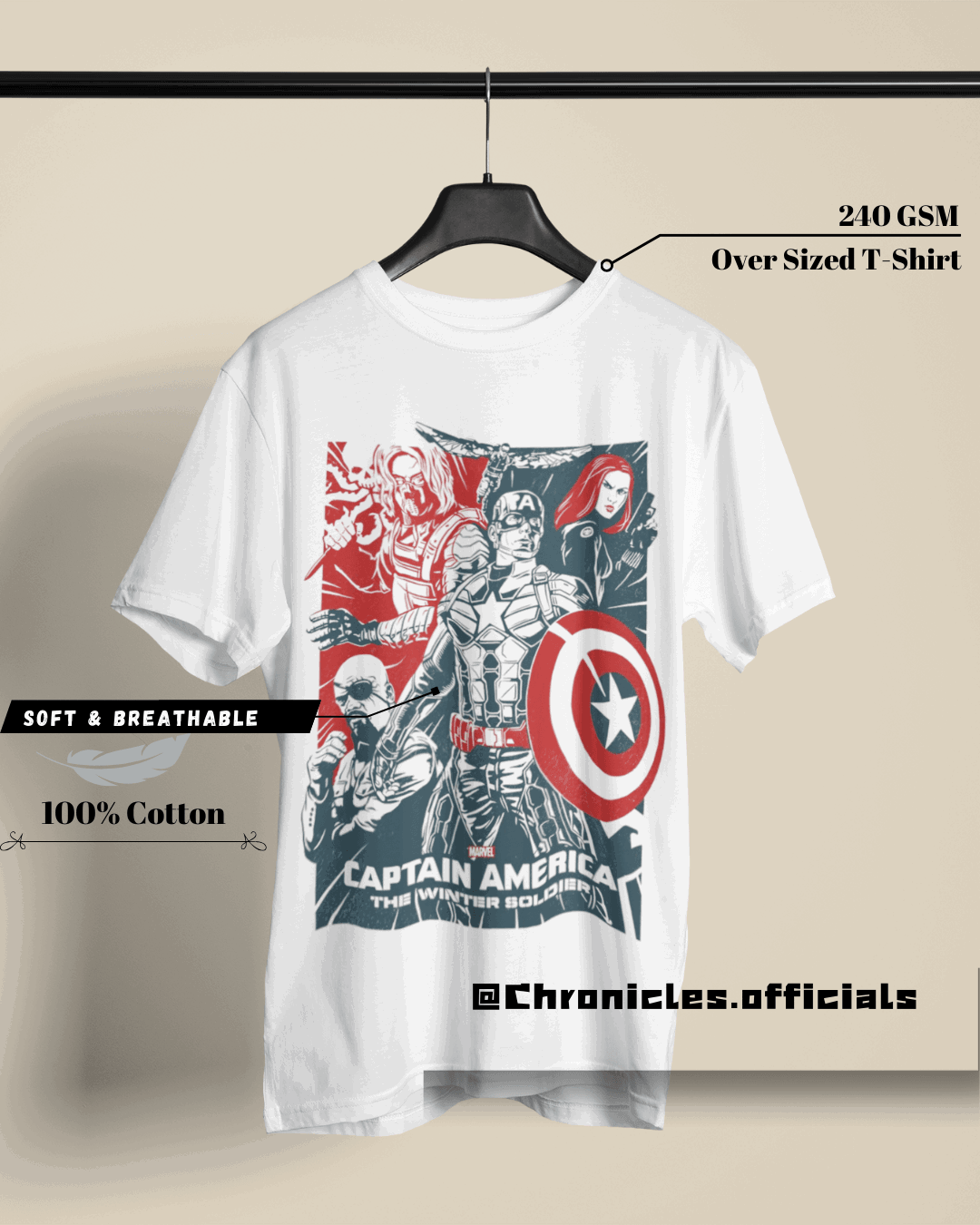 Captain America Winter Soldier | Oversized T-Shirt | Marvel - CHRONICLES