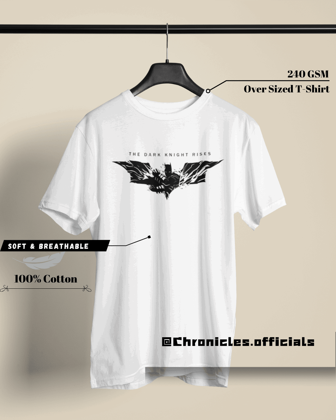 Dark Knight Centre heart logo  | Oversized T-Shirt | DC Official - CHRONICLES