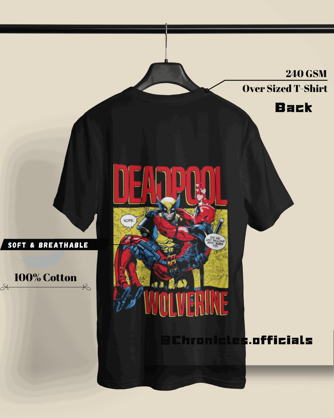 Deadpool and Wolverine Comic Inspired Design | Oversized T-Shirt | Marvel - CHRONICLES