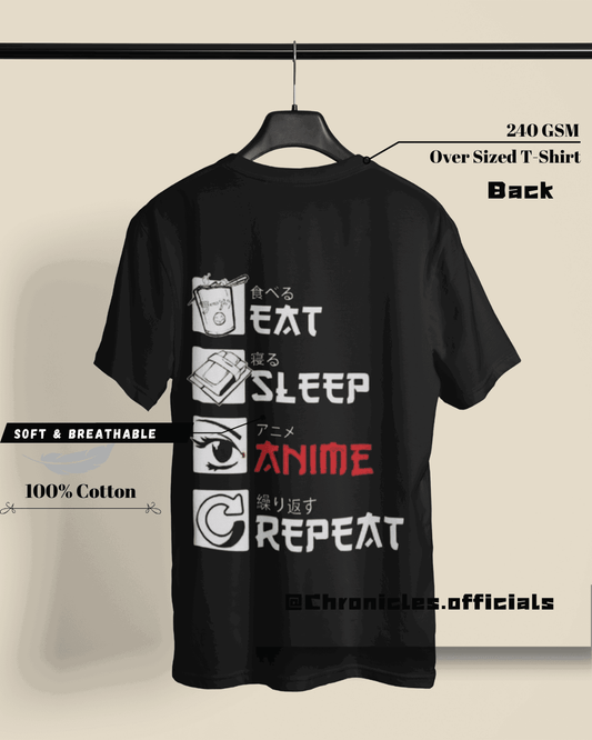 Eat Sleep Anime Repeat | Oversized T-Shirt | Jujutsu Kaisen - CHRONICLES
