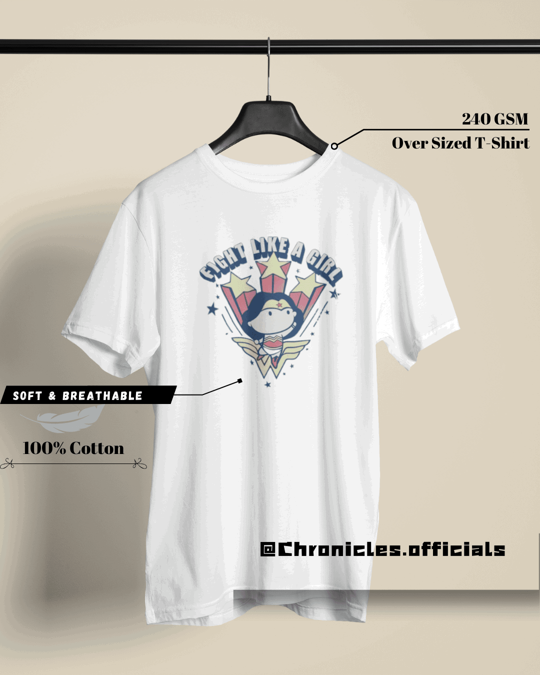 Fight like a woman - Wonder Woman  | Oversized T-Shirt | DC Official - CHRONICLES