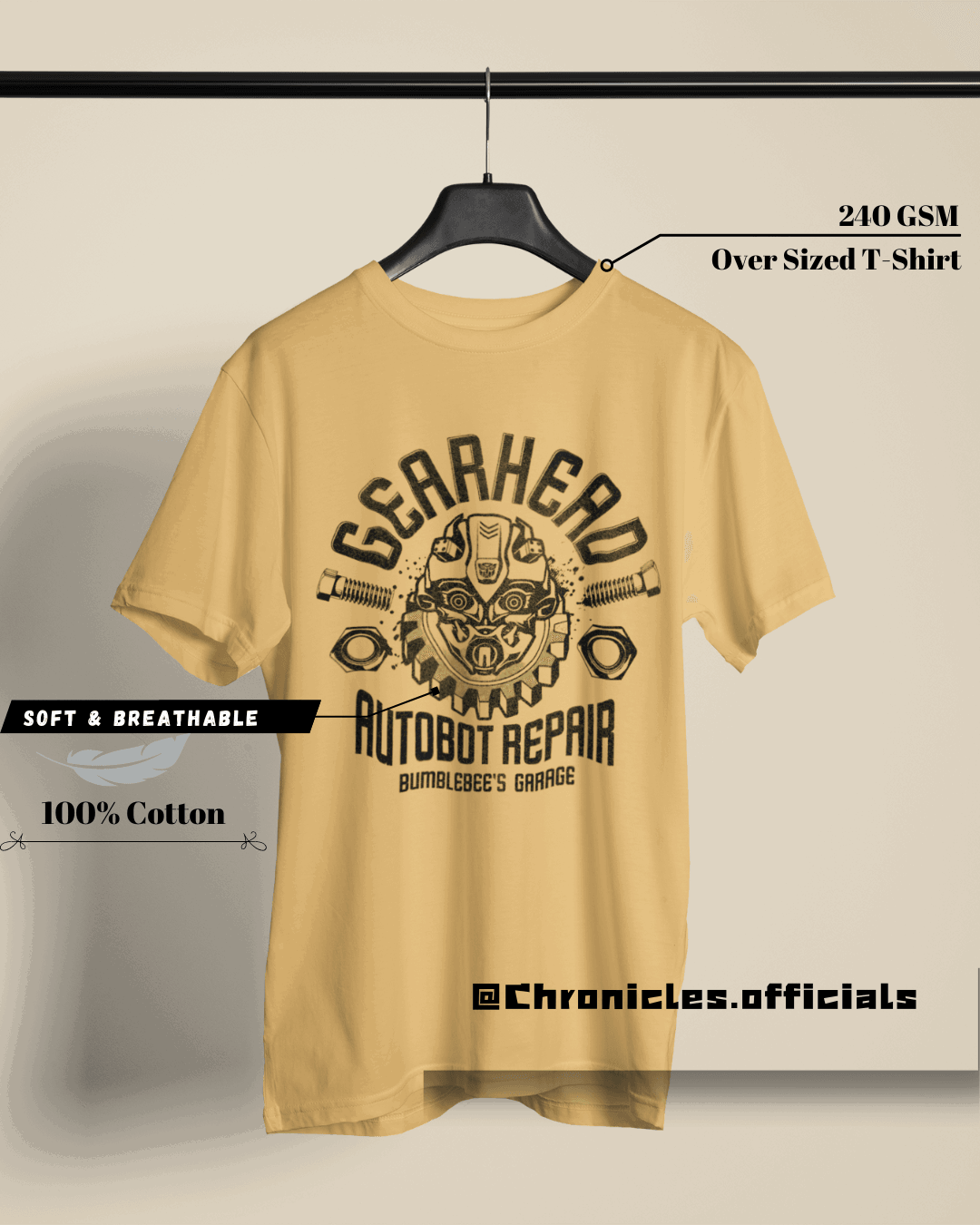 Gearhead Bumblebee (Transformers) | Oversized T-Shirt | Transformer - CHRONICLES