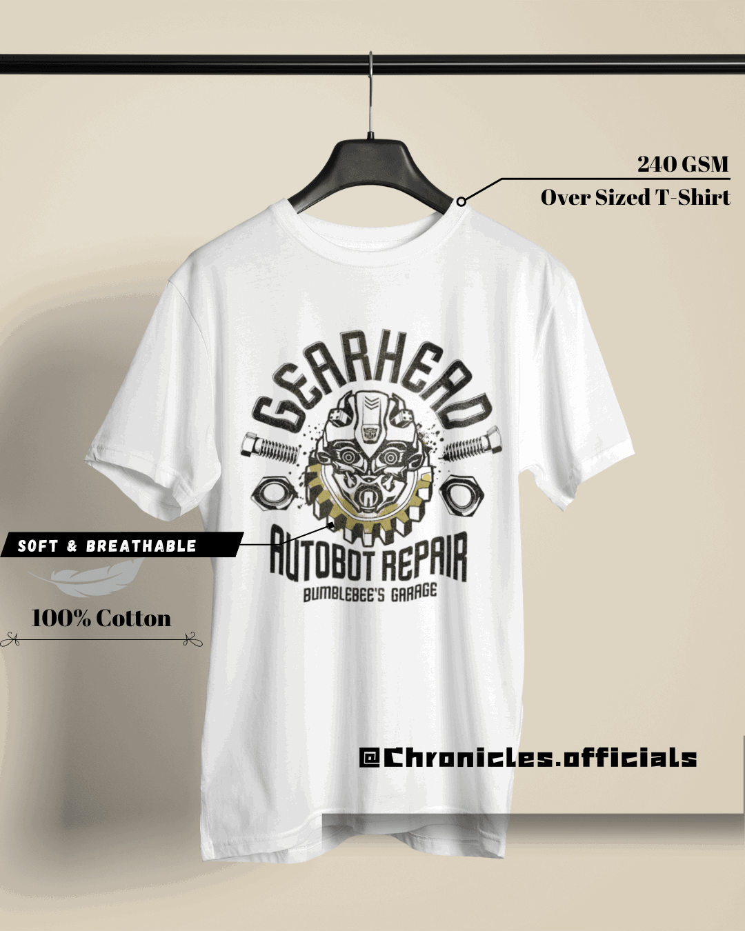 Gearhead Bumblebee (Transformers) | Oversized T-Shirt | Transformer - CHRONICLES