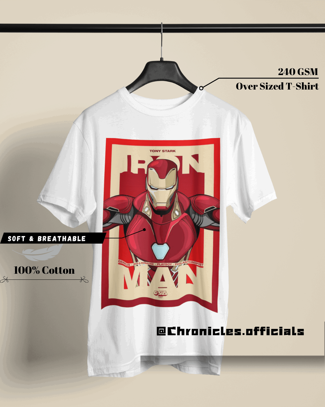 Iron Man Poster Design | Oversized T-Shirt | Marvel - CHRONICLES