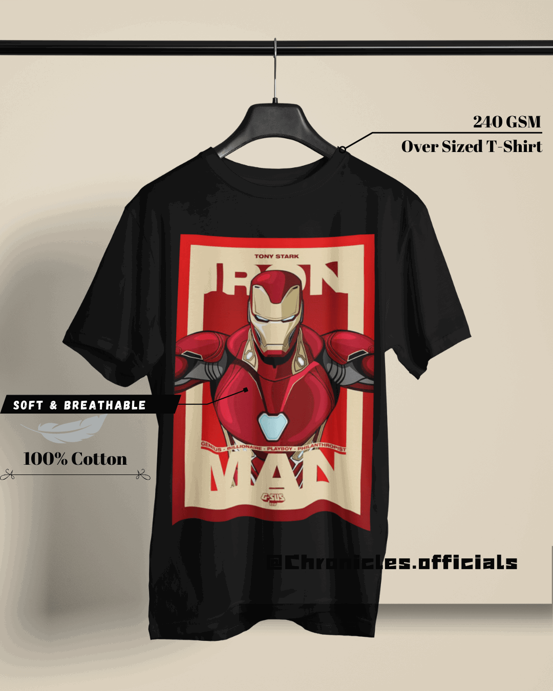 Iron Man Poster Design | Oversized T-Shirt | Marvel - CHRONICLES