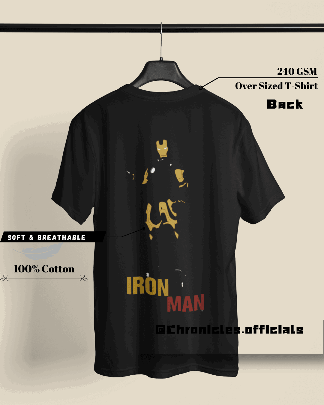 Iron Man Vector Print | Oversized T-Shirt | Marvel - CHRONICLES