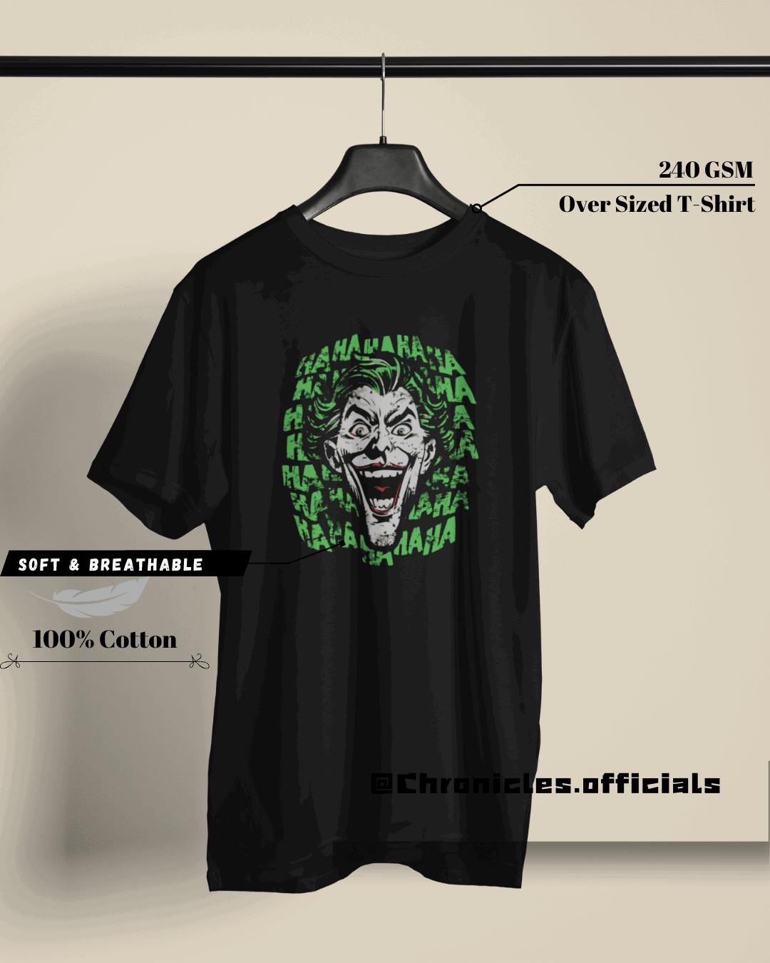 Joker Typography Dual Side Design | Oversized T-Shirt | DC Official - CHRONICLES