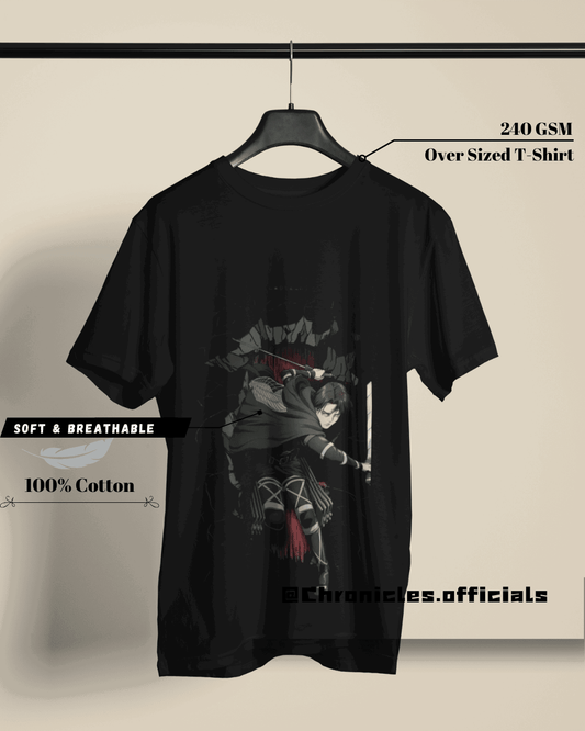 Levi Front and Back Print | Oversized T-Shirt | Attack On Titan - CHRONICLES