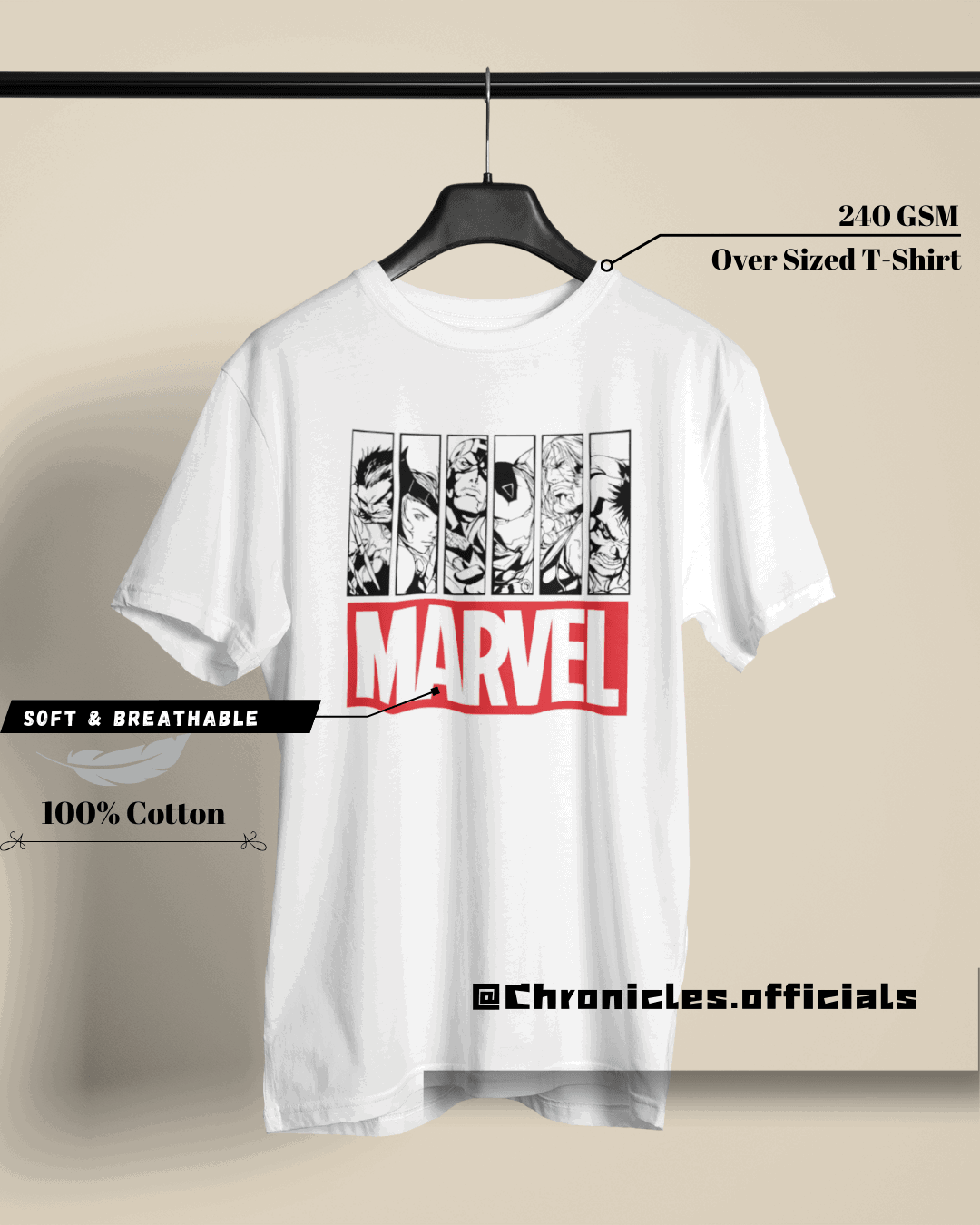 MARVEL Superheroes - Double side print | Oversized T-Shirt | Marvel - CHRONICLES