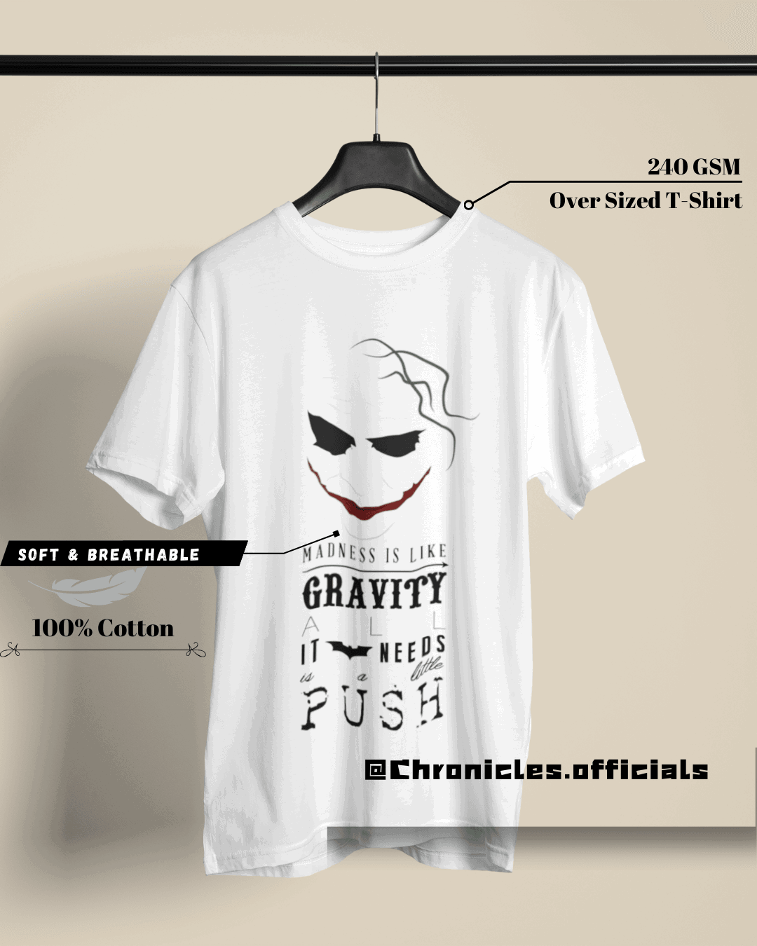 Madness is like Gravity - Joker | Oversized T-Shirt | DC Official - CHRONICLES
