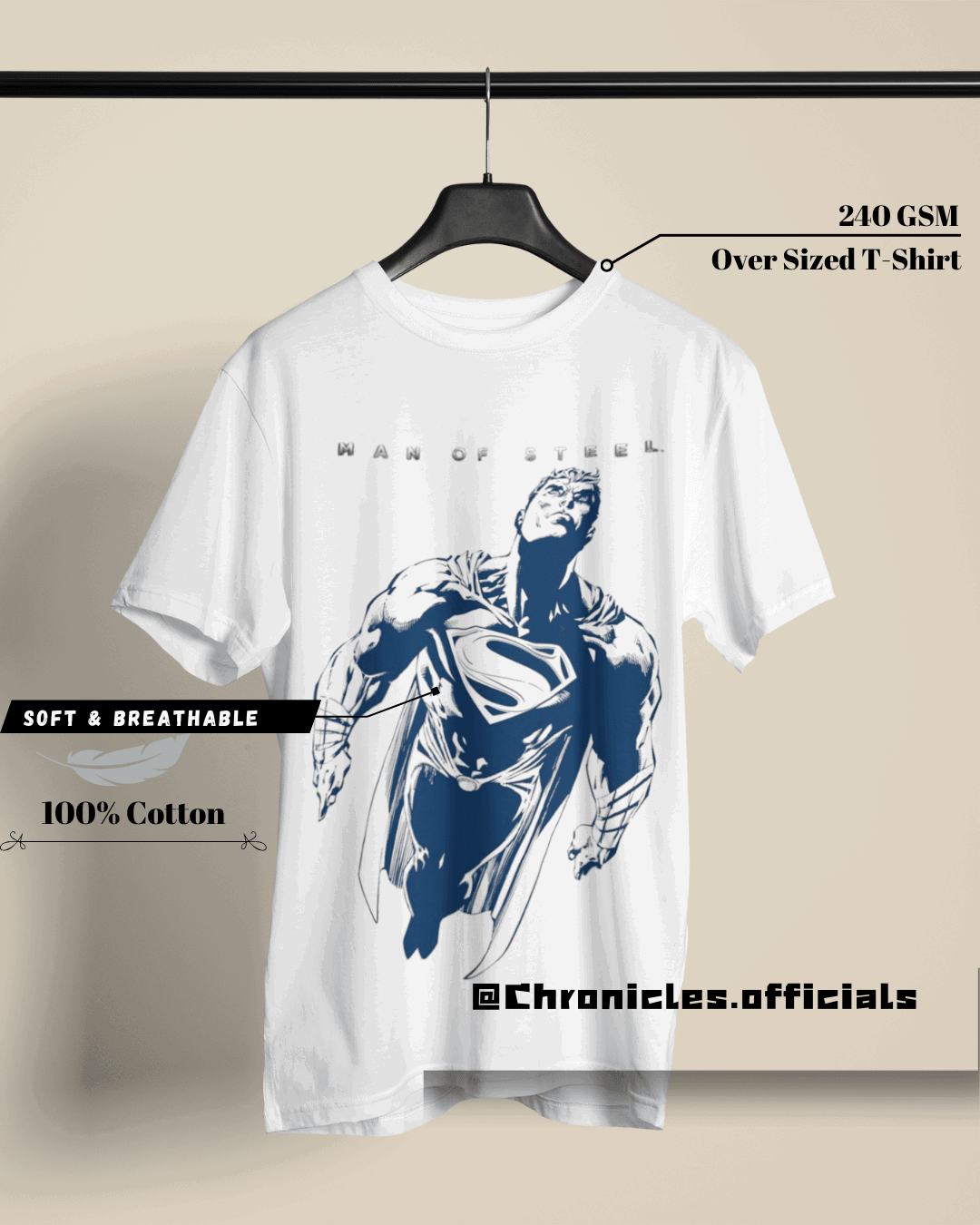 Man Of Steel - Superman | Oversized T-Shirt | DC Official - CHRONICLES