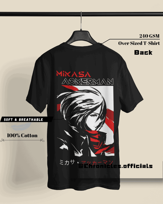 Mikasa Ackerman - Flaming Love in Heart | Oversized T-Shirt | Attack On Titan - CHRONICLES