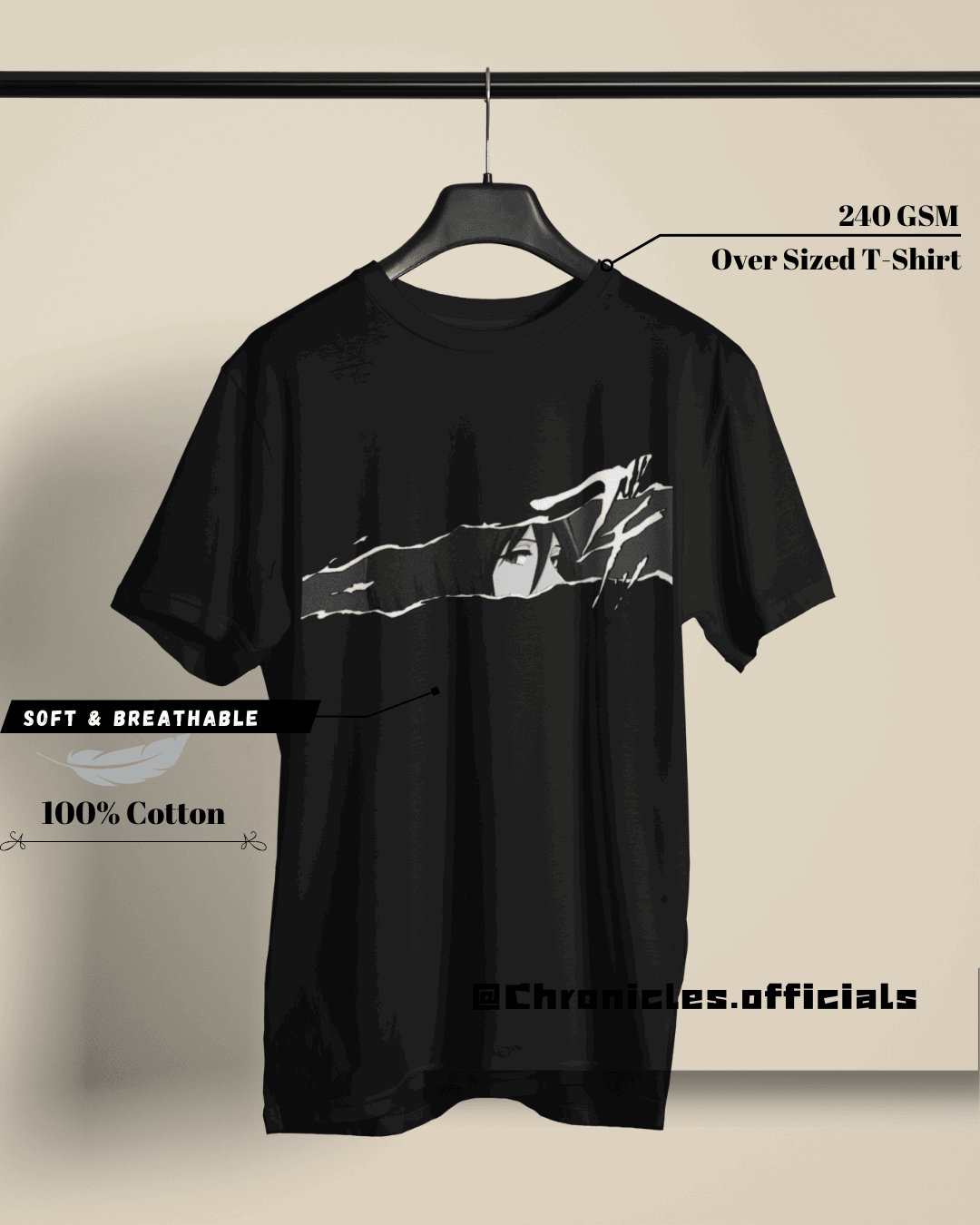 Mikasa Ackerman - Flaming Love in Heart | Oversized T-Shirt | Attack On Titan - CHRONICLES