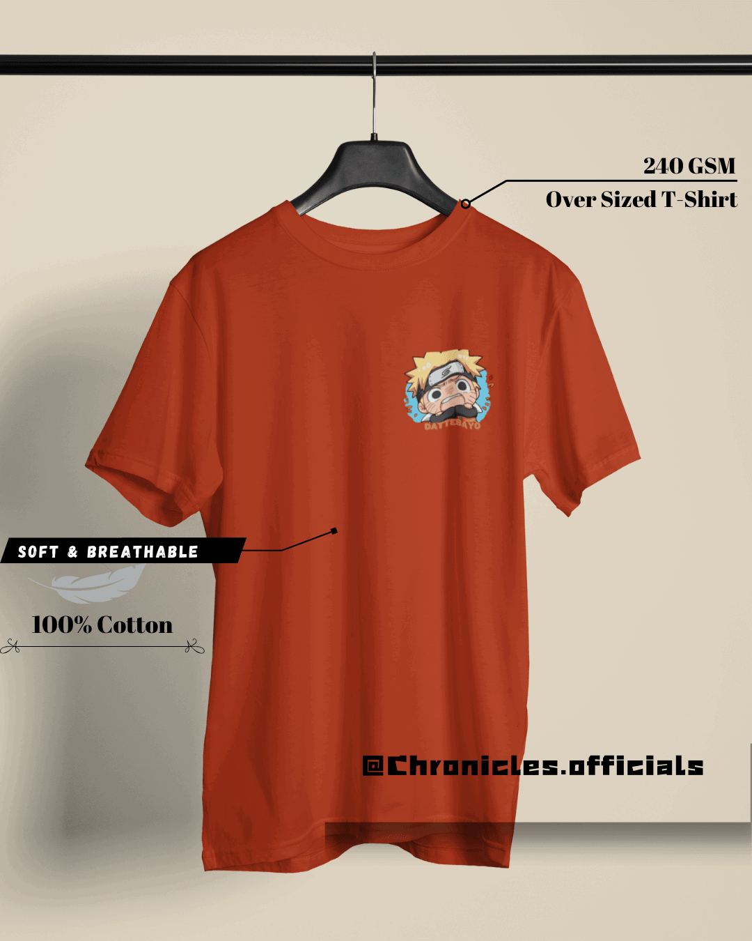 Naruto Cute Pocket Print | Oversized T-Shirt | Naruto - CHRONICLES