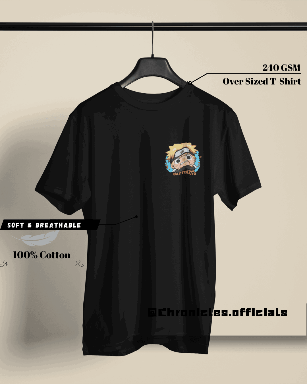 Naruto Cute Pocket Print | Oversized T-Shirt | Naruto - CHRONICLES