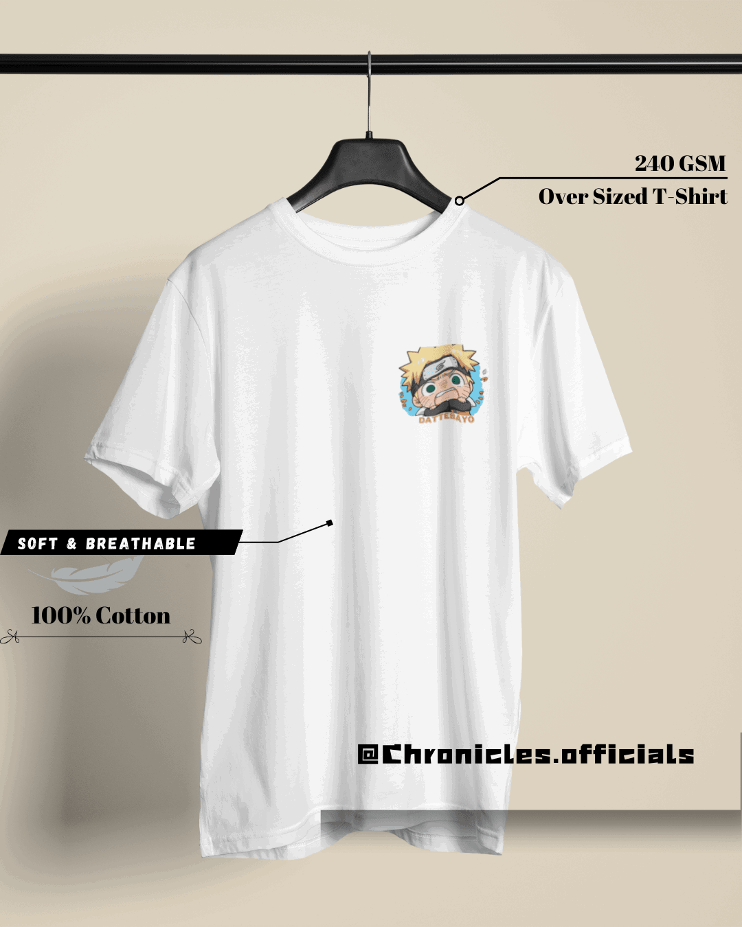 Naruto Cute Pocket Print | Oversized T-Shirt | Naruto - CHRONICLES