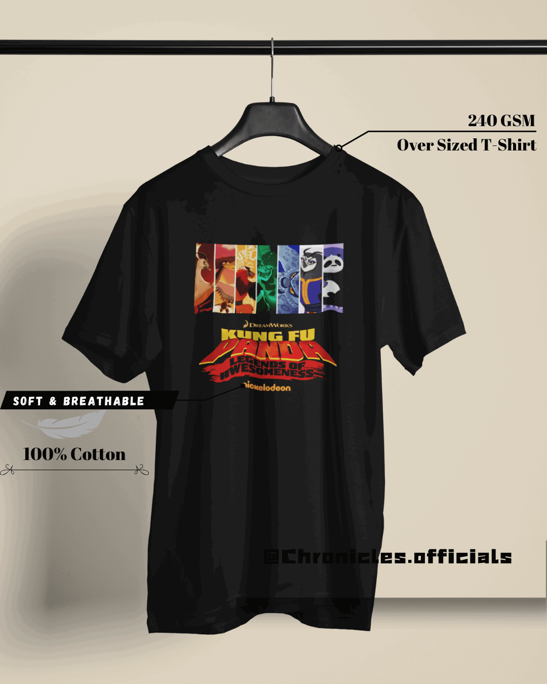 Panda and the team (Kung Fu Panda) | Oversized T-Shirt | Kung Fu Panda - CHRONICLES