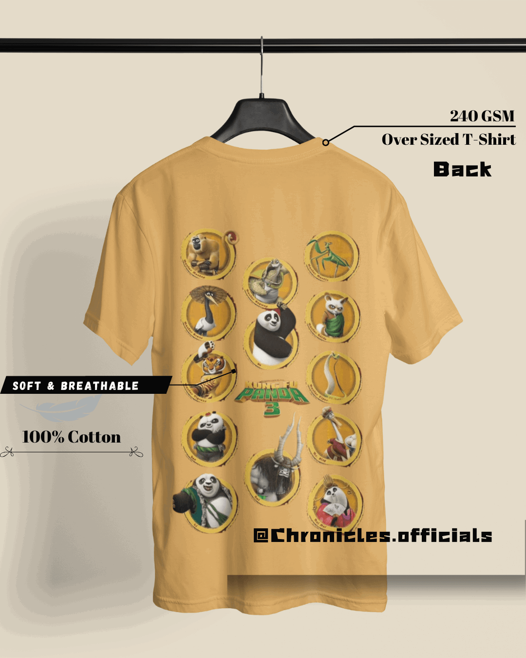 Poo (Kung Fu Panda) - Double Side Print | Oversized T-Shirt | Kung Fu Panda - CHRONICLES