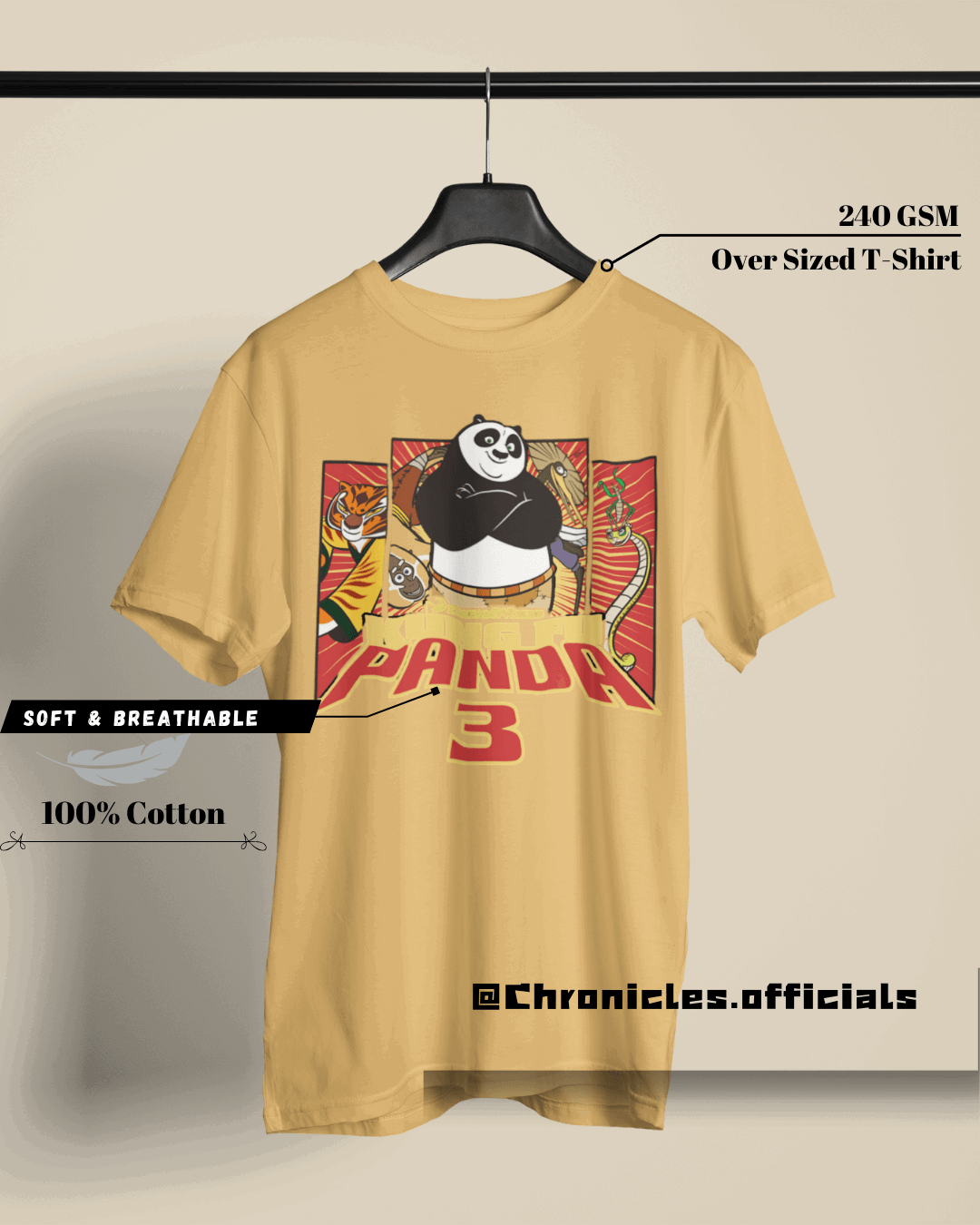 Poo (Kung Fu Panda) - Double Side Print | Oversized T-Shirt | Kung Fu Panda - CHRONICLES
