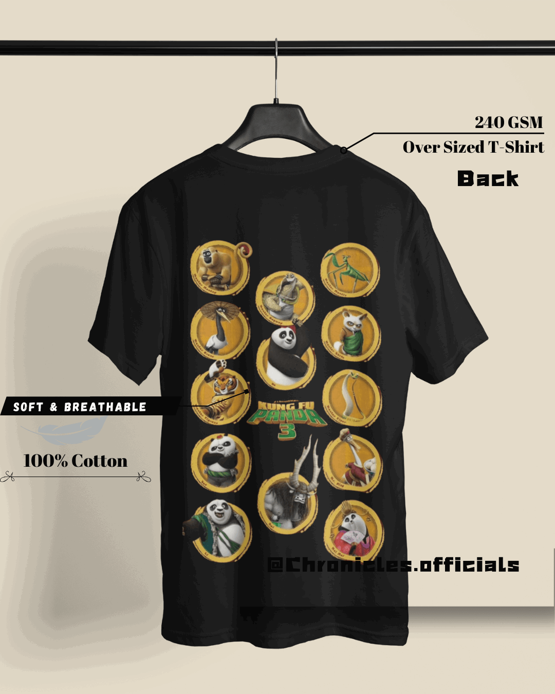 Poo (Kung Fu Panda) - Double Side Print | Oversized T-Shirt | Kung Fu Panda - CHRONICLES