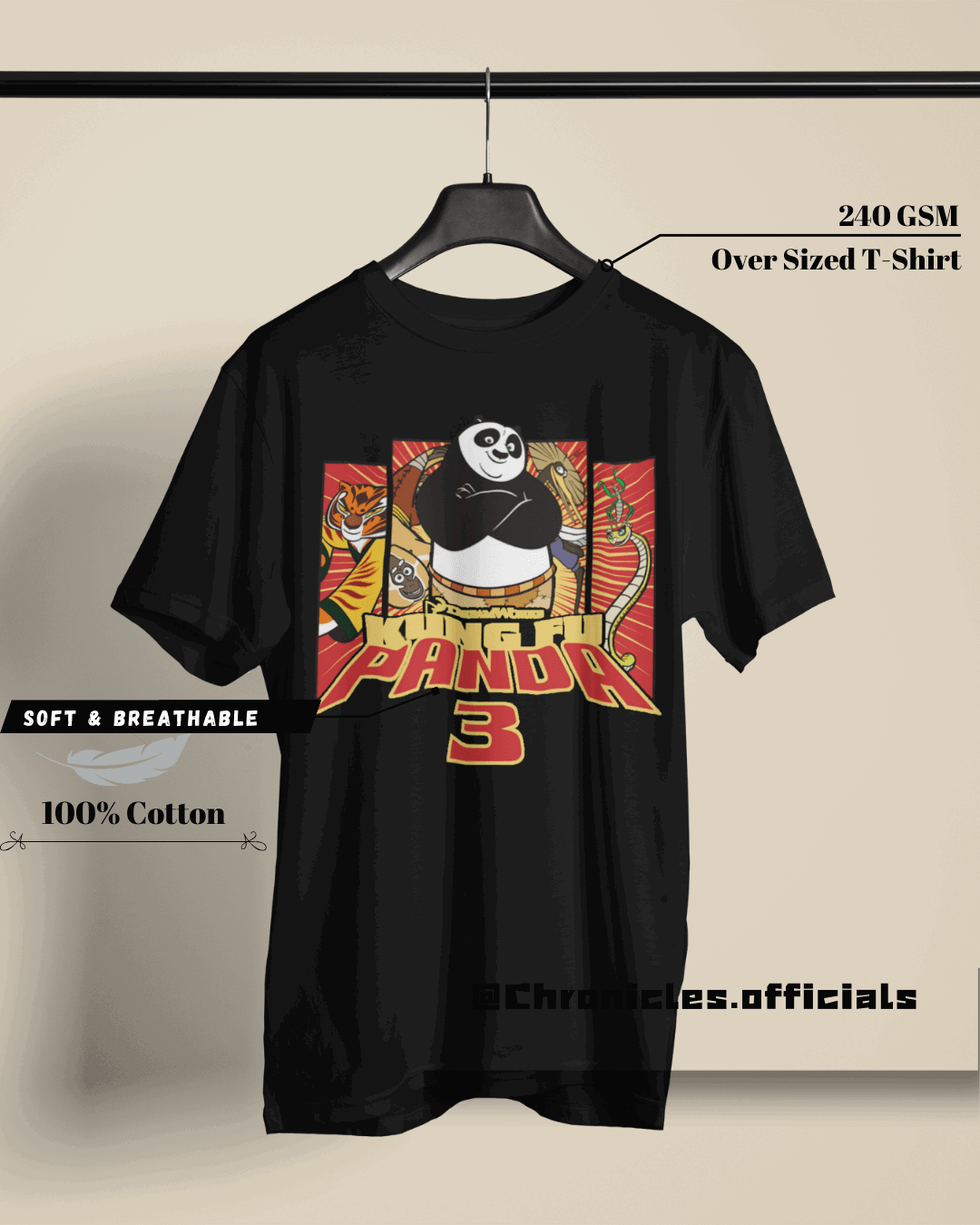 Poo (Kung Fu Panda) - Double Side Print | Oversized T-Shirt | Kung Fu Panda - CHRONICLES