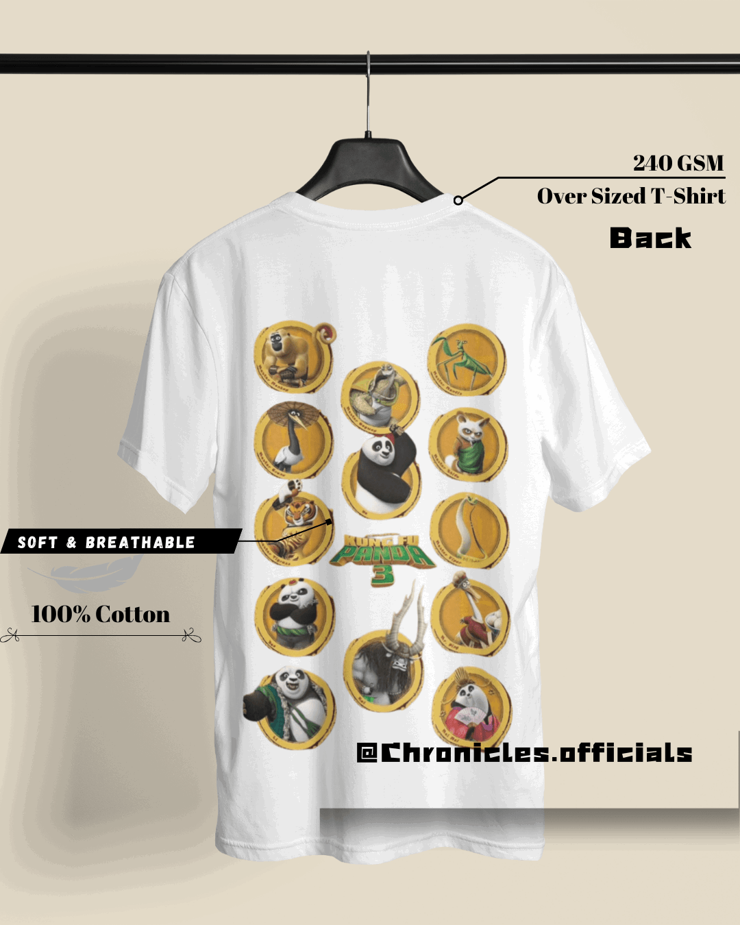 Poo (Kung Fu Panda) - Double Side Print | Oversized T-Shirt | Kung Fu Panda - CHRONICLES