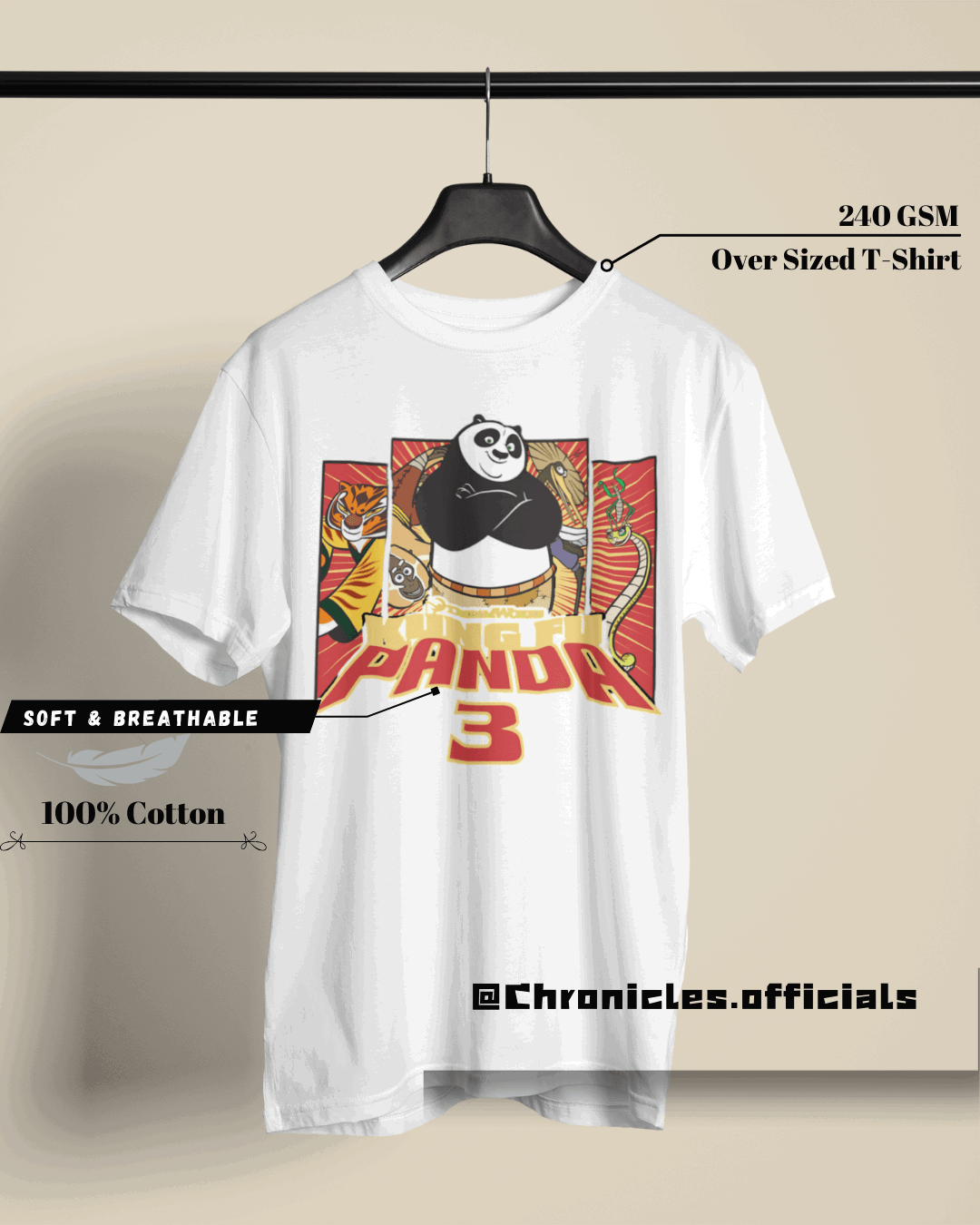Poo (Kung Fu Panda) - Double Side Print | Oversized T-Shirt | Kung Fu Panda - CHRONICLES