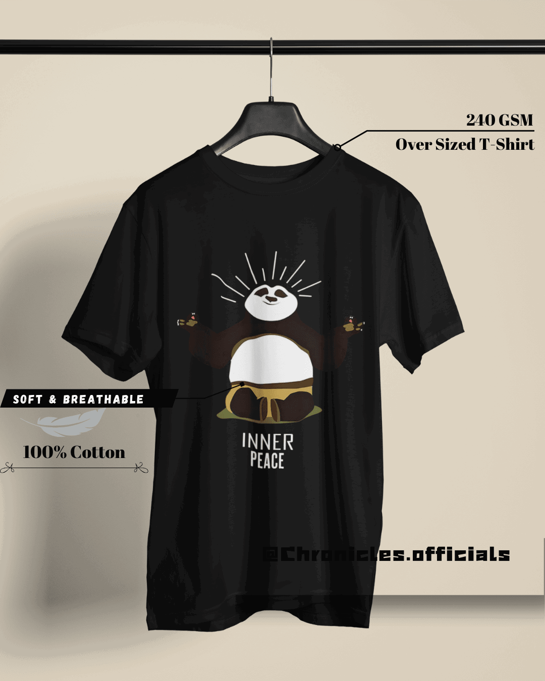 Poo's Inner Peace (Kung Fu Panda) | Oversized T-Shirt | Kung Fu Panda - CHRONICLES
