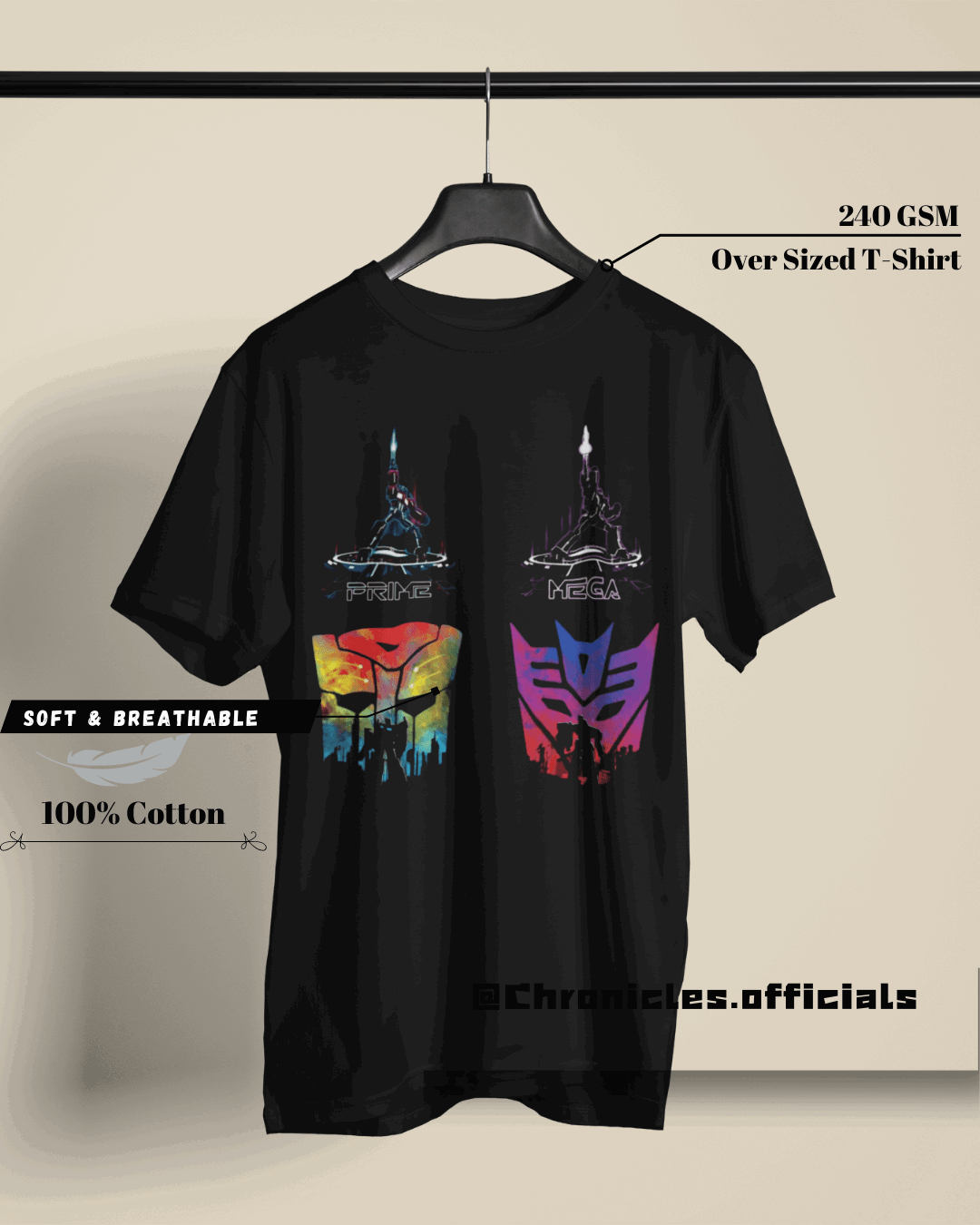 Prime and Megatron (Transformers) | Oversized T-Shirt | Transformer - CHRONICLES