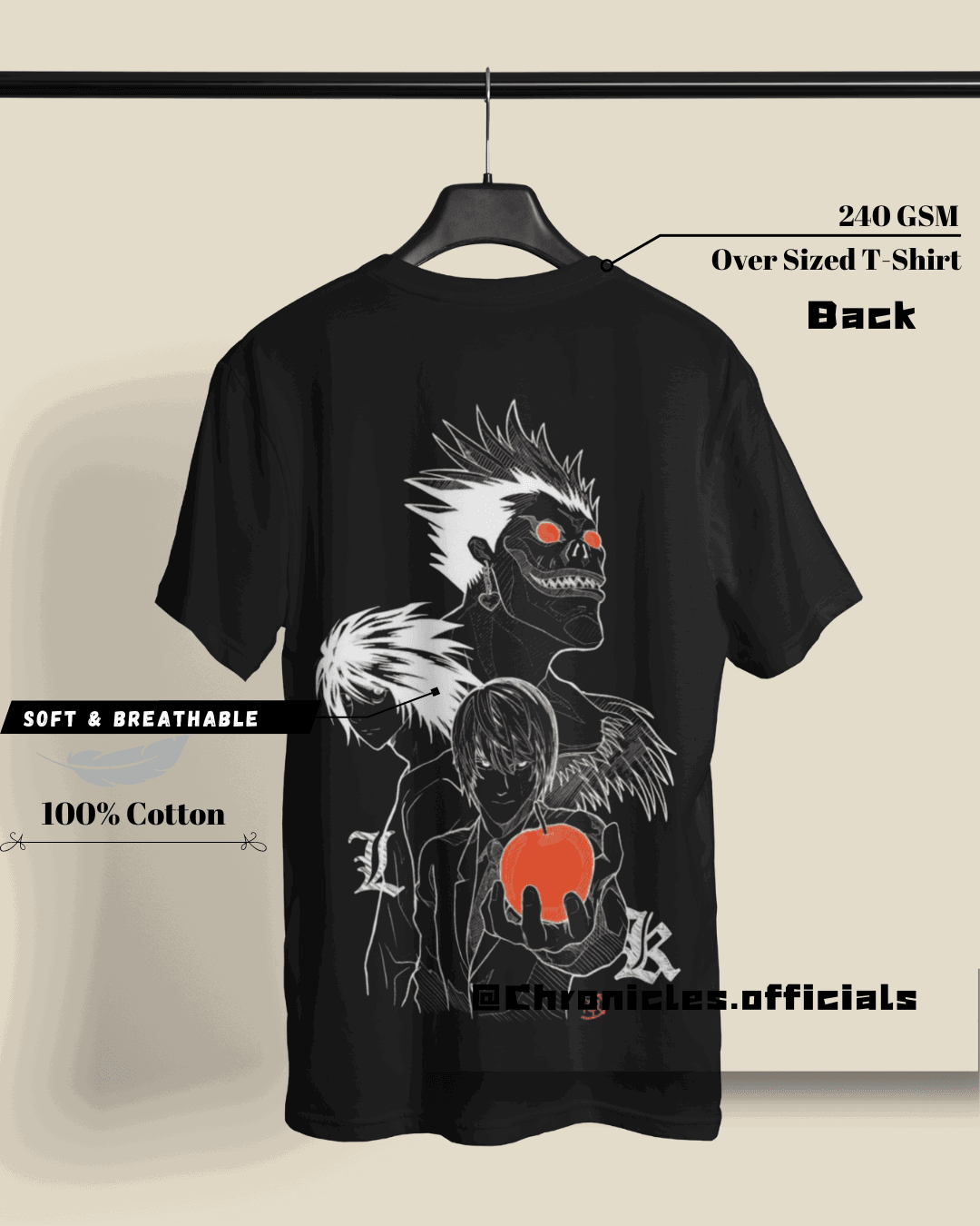 Ryuk Light and L | Oversized T-Shirt | Death Note - CHRONICLES