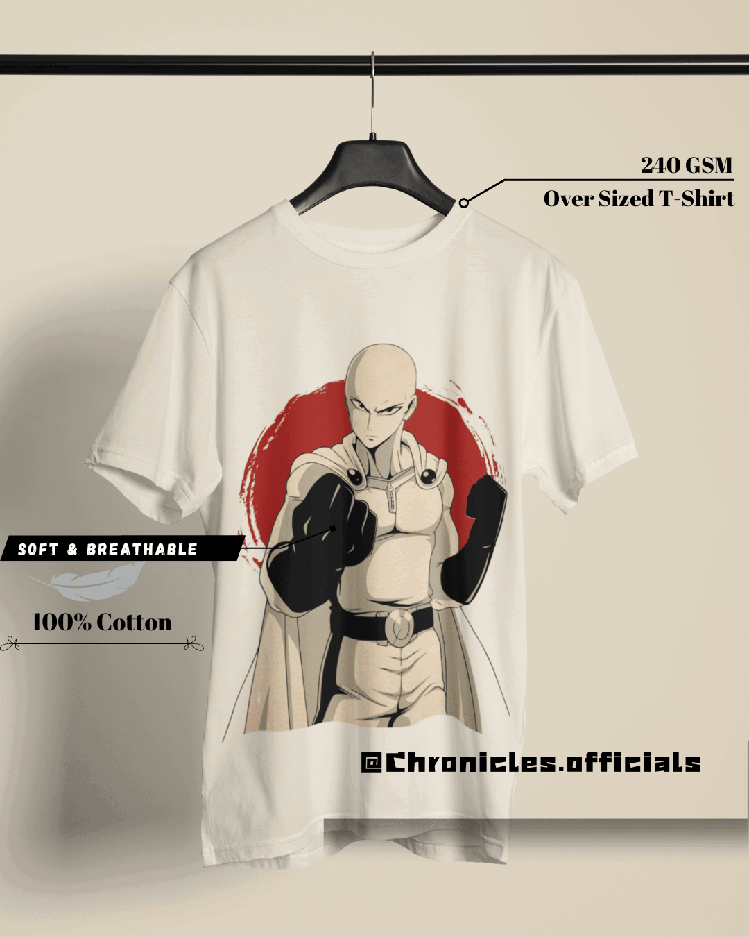Saitama - Dual Side Print | Oversized T-Shirt | One Punch Man - CHRONICLES