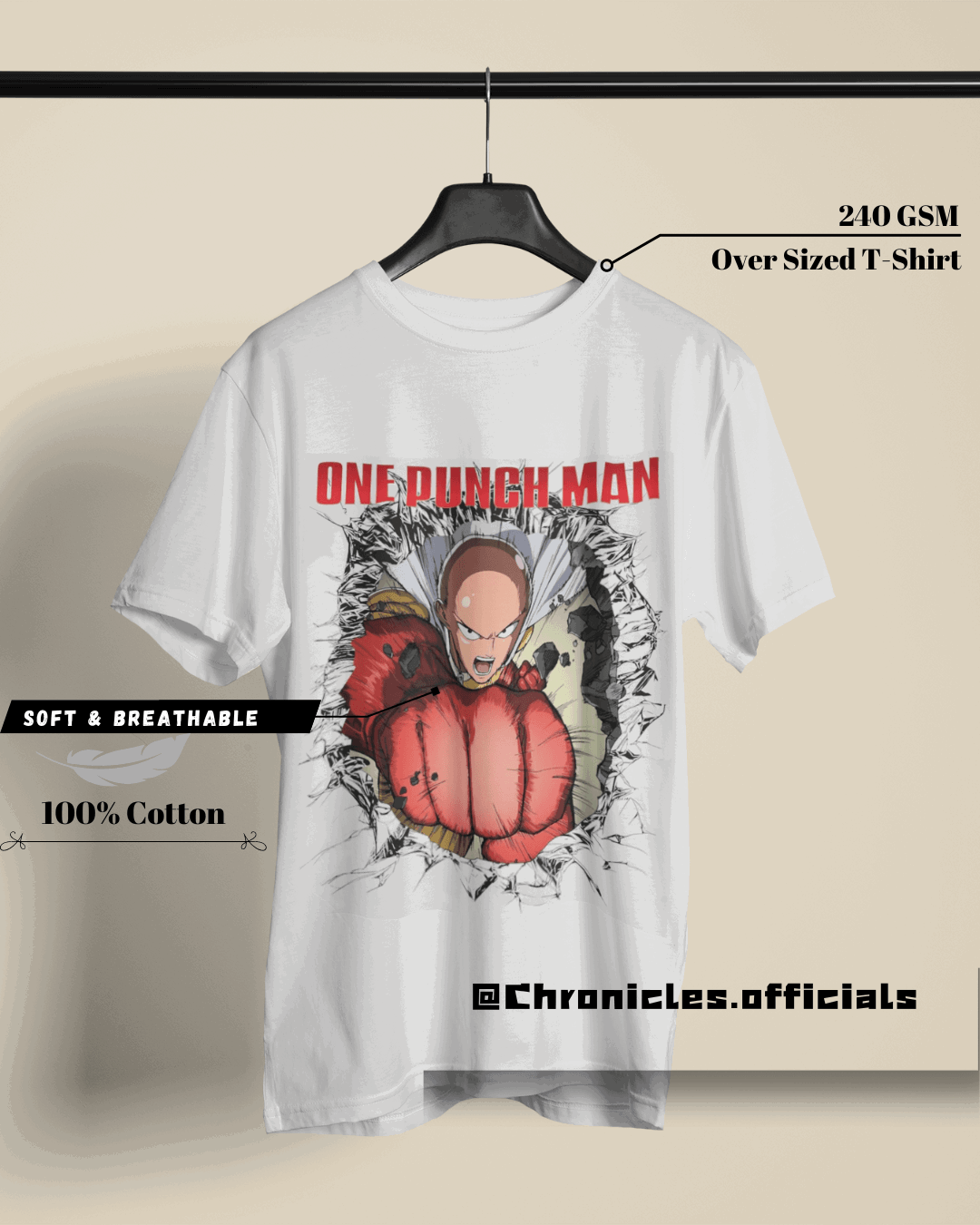Saitama Punch | Oversized T-Shirt | One Punch Man - CHRONICLES