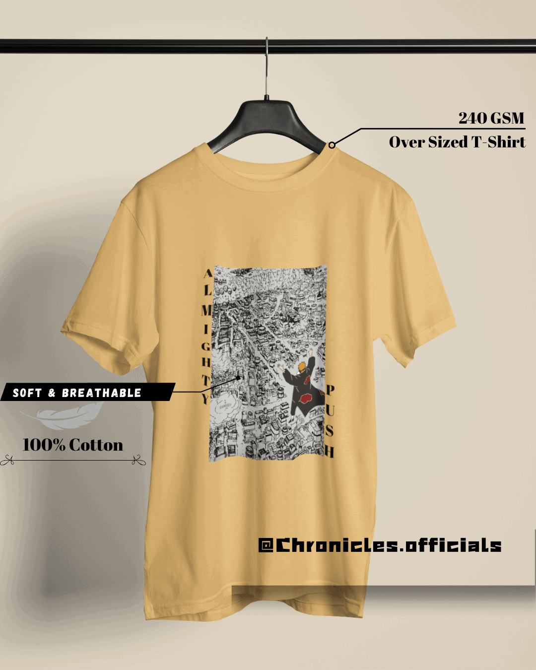 Shinra Tensei ALL MIGHTY PUSH | Oversized T-Shirt | Naruto - CHRONICLES