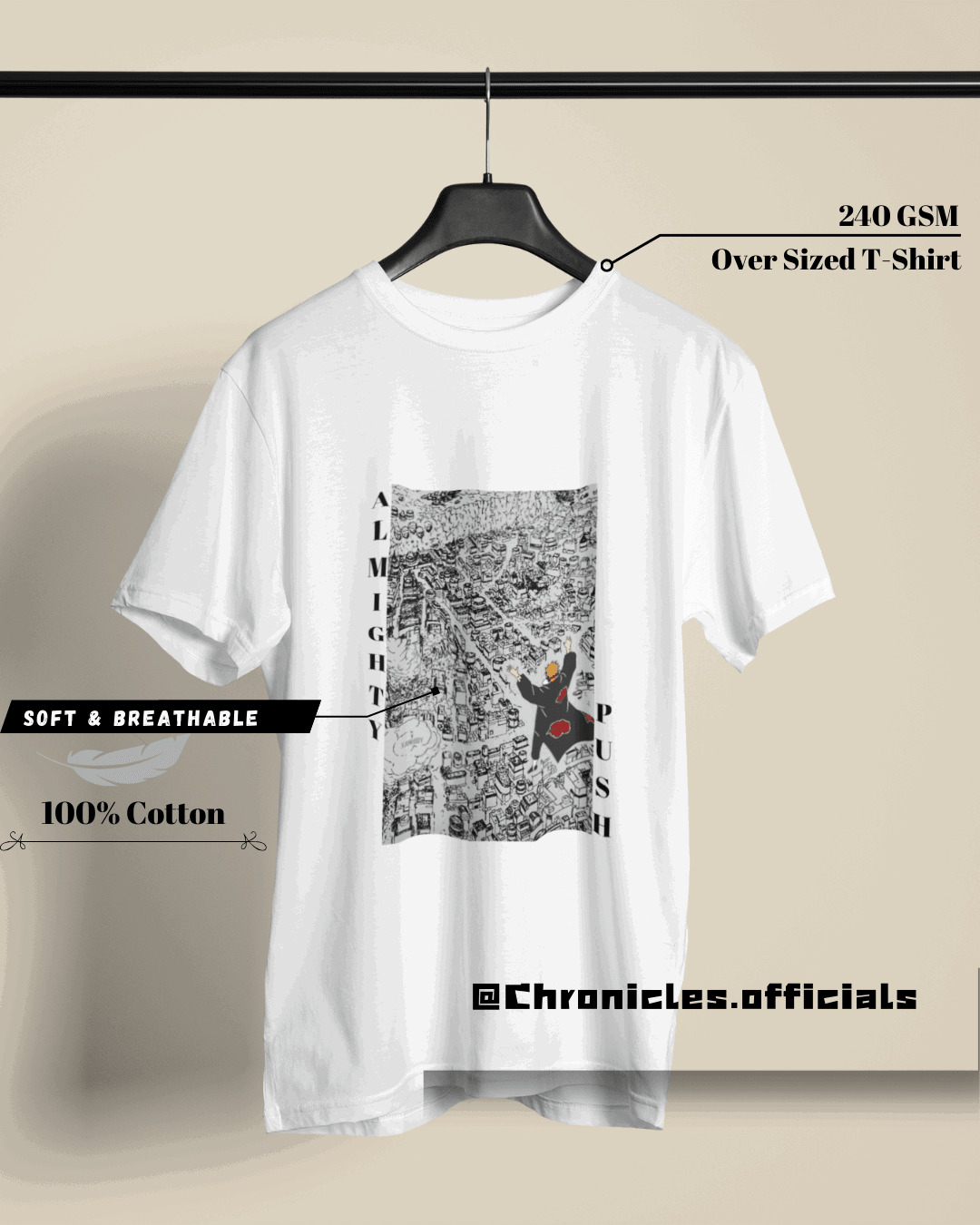 Shinra Tensei ALL MIGHTY PUSH | Oversized T-Shirt | Naruto - CHRONICLES