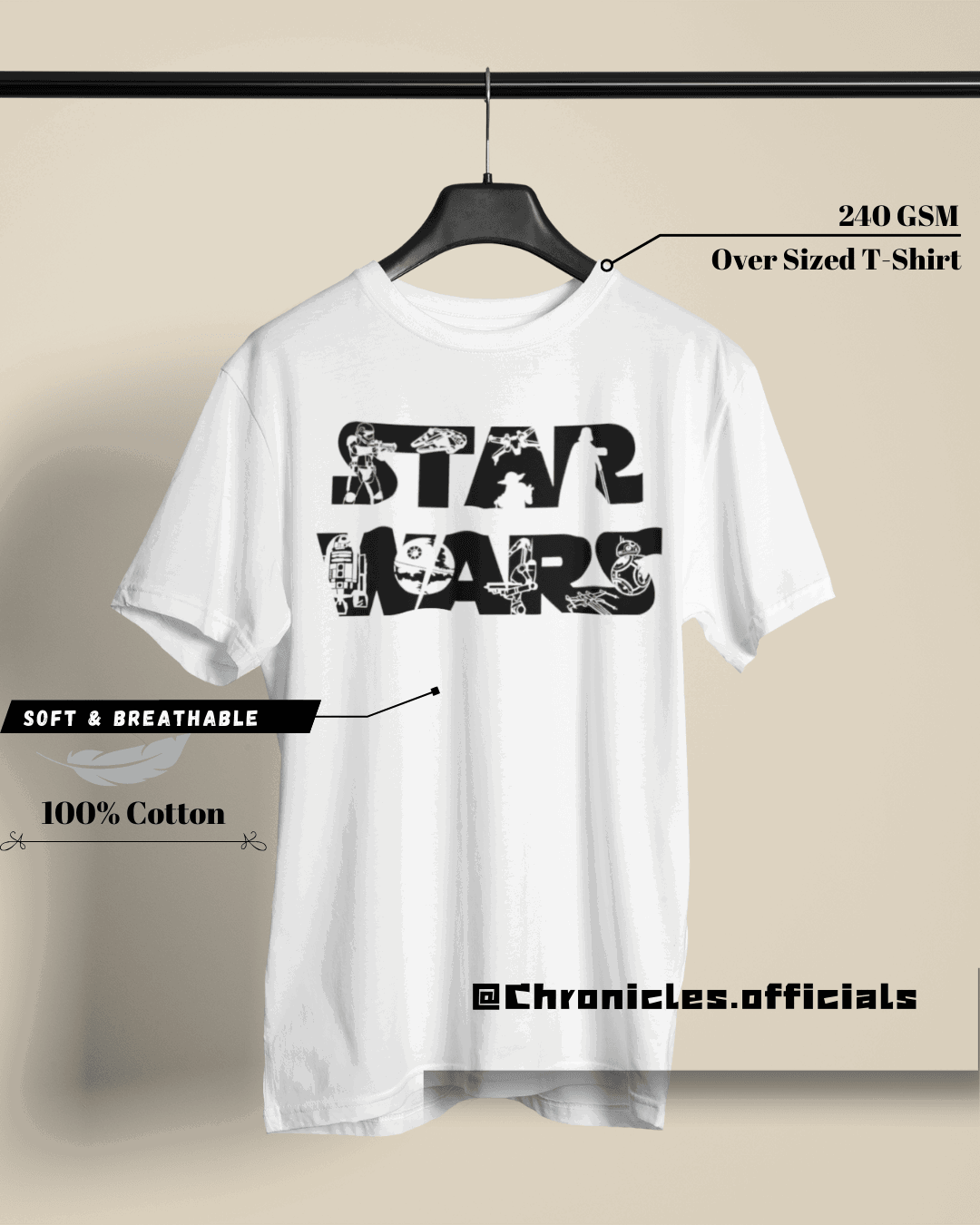 Star Wars (Typography print) | Oversized T-Shirt | Star Wars - CHRONICLES