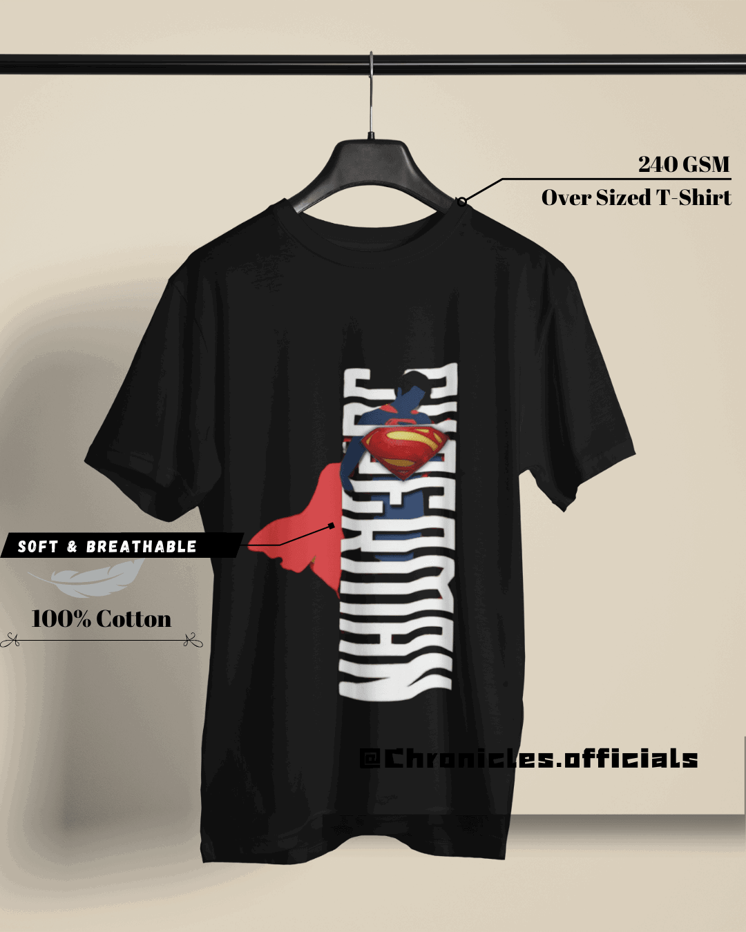 Superman Typography Design| Oversized T-Shirt | DC Official - CHRONICLES