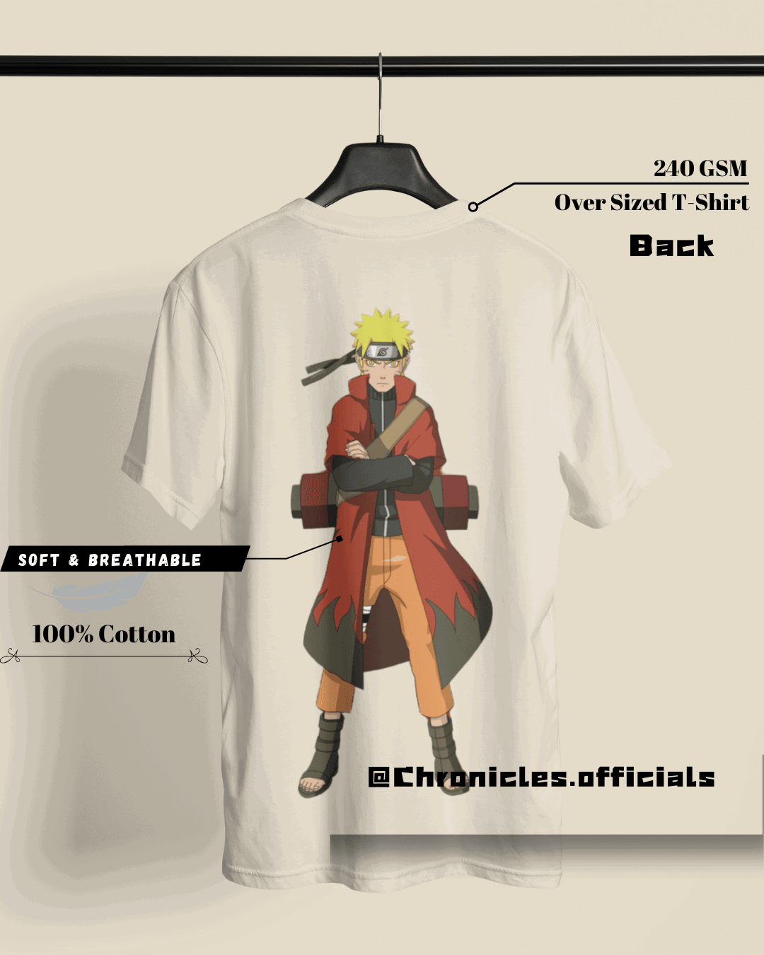 The Ninja and Kunai - Uzumaki Naruto | Oversized T-Shirt | Naruto - CHRONICLES