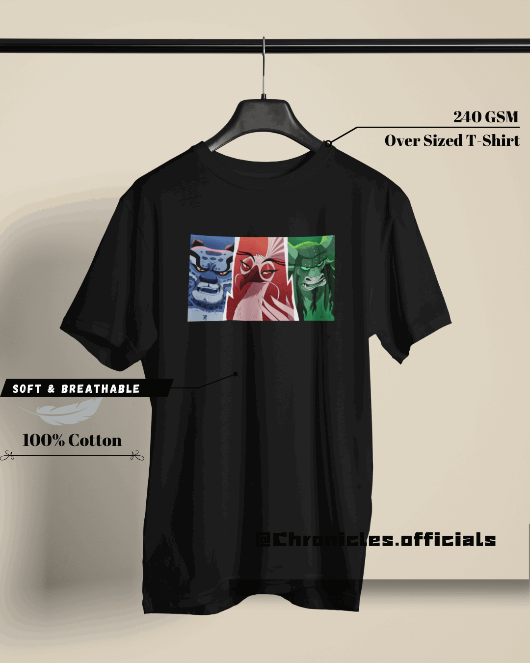 The Three Anti Heroes (Kung Fu Panda) | Oversized T-Shirt | Kung Fu Panda - CHRONICLES