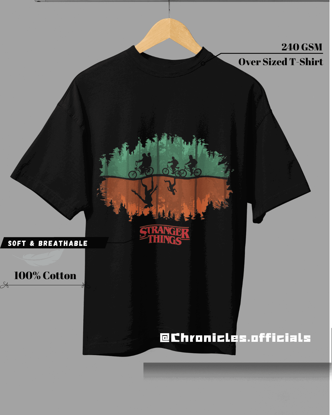 The Upside-Down Dimension | Oversized T-Shirt | STRANGER THINGS - CHRONICLES