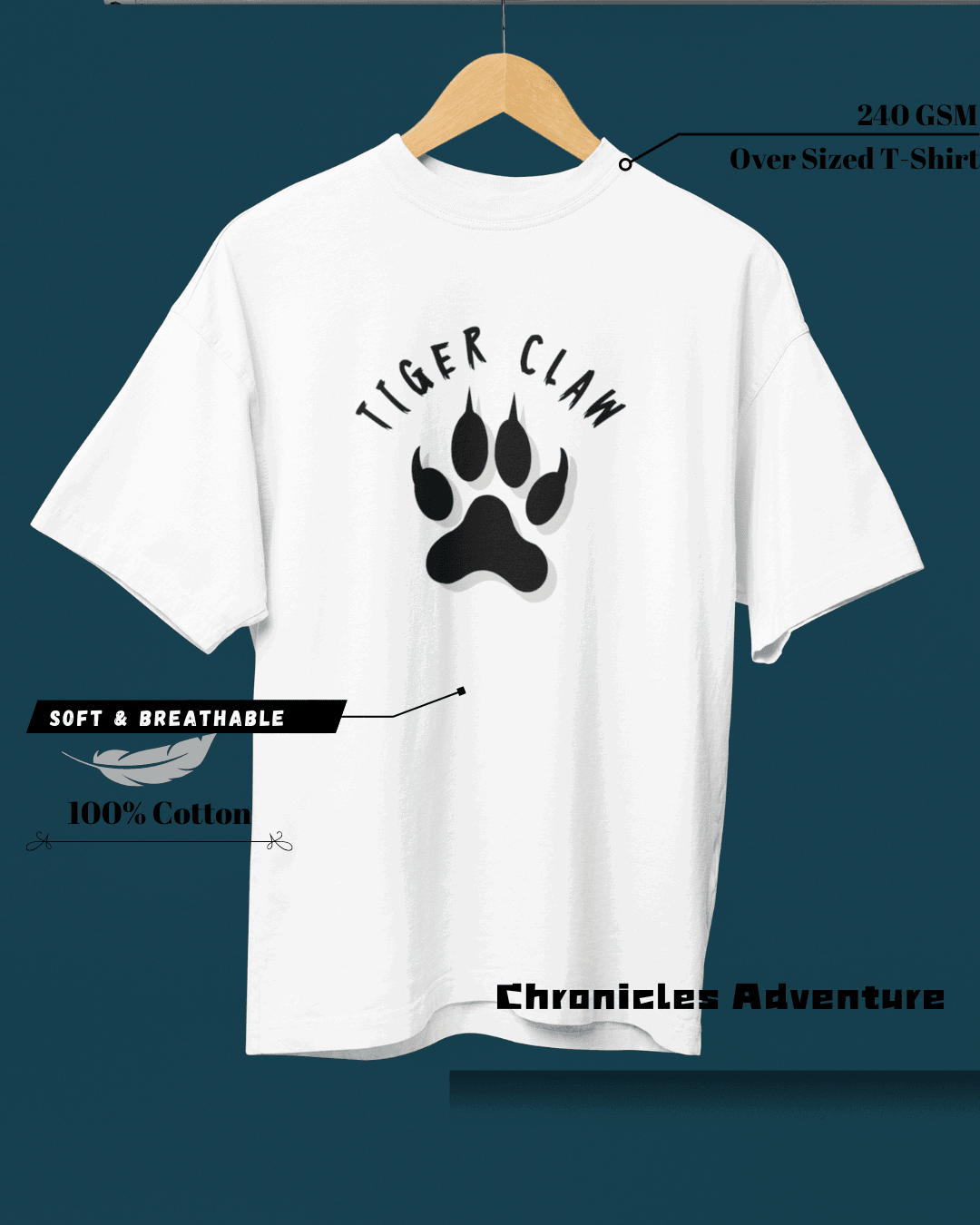 Tiger Claw | Oversized T-Shirt | TRAVEL & ADVENTURE - CHRONICLES
