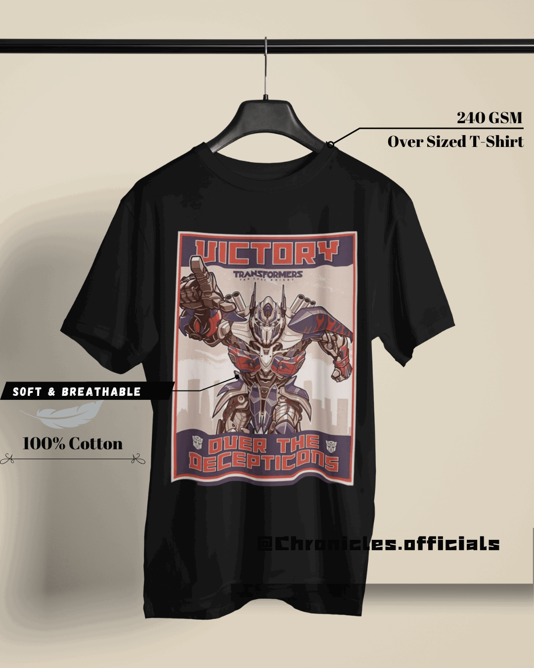 Victory Over Decepticons (Transformers) | Oversized T-Shirt | Transformer - CHRONICLES