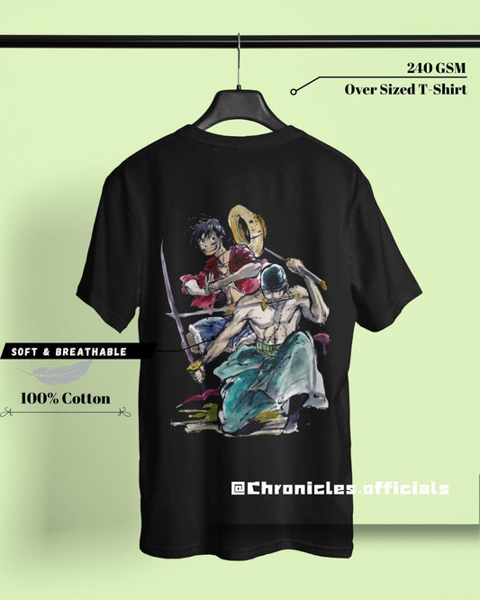 Zoro and Luffy "Nothing Happened" | Back Print| Oversized T-Shirt | One Piece - CHRONICLES